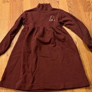 Burgundy Long Sleeve Kids Dress